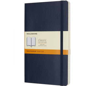 Notitieboek Moleskine large 130x210mm lijn soft cover sapphire blue