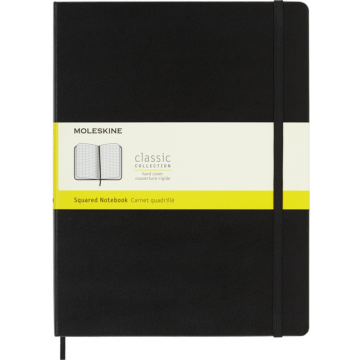 Notitieboek Moleskine XL 190x250mm ruit 5x5 hard cover zwart