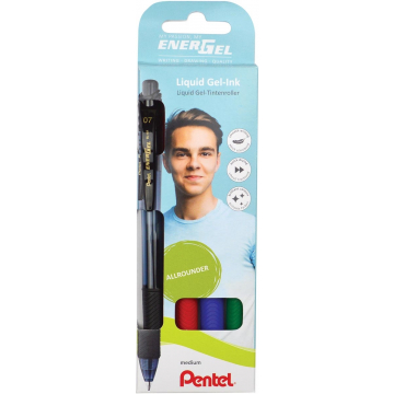 Pentel Roller Energel-X BL107 , etui met 4 stuks, geassorteerde kleuren