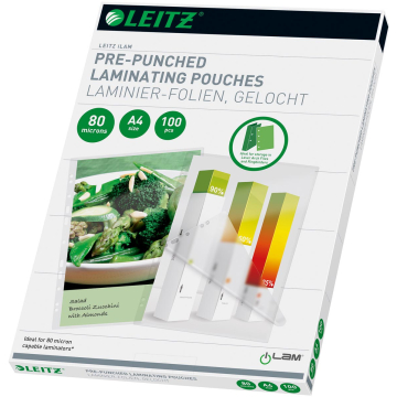 Leitz iLAM lamineerhoes ft A4, 160 micron (2 x 80 micron), geperforeerd, pak van 100 stuks
