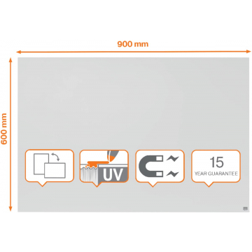 Nobo Infinity randloos whiteboard, staal, magnetisch, 60 x 90 cm