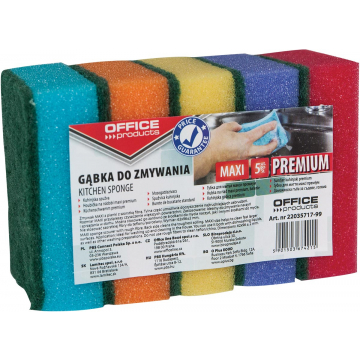 OFFICE products schuurspons, ft 6,2 x 9,6 cm, pak van 5 stuks in geassorteerde kleuren