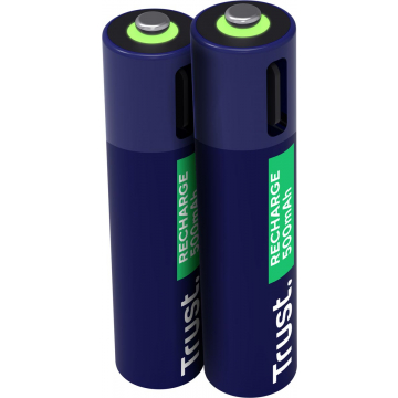 Trust USB-C herlaadbare batterijen AAA, blister van 2 stuks