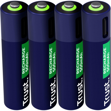 Trust USB-C herlaadbare batterijen AAA, blister van 4 stuks