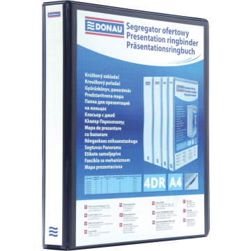 DONAU ringmap, PP, 4 ringen, 30 mm, zwart