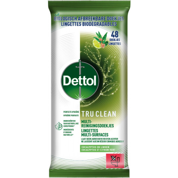 Dettol reiningsdoekjes TruClean, eucalyptus en limoen, pak van 48 stuks