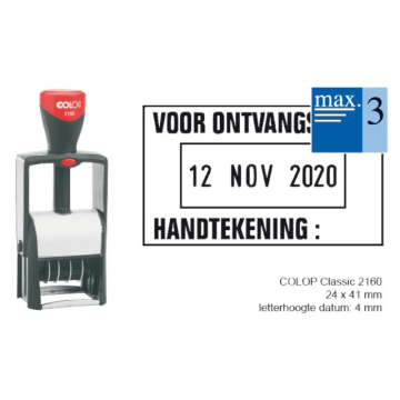 Woord-datumstempel Colop 2160 personaliseerbaar 24x41