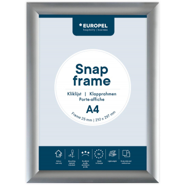 Europel clicklijst, lijst 25mm A4, zilverkleurig posterframe