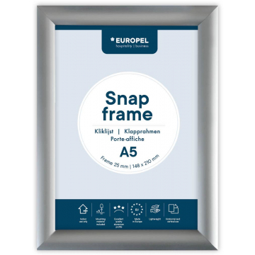 Europel clicklijst, lijst 25mm A5, zilverkleurig posterframe