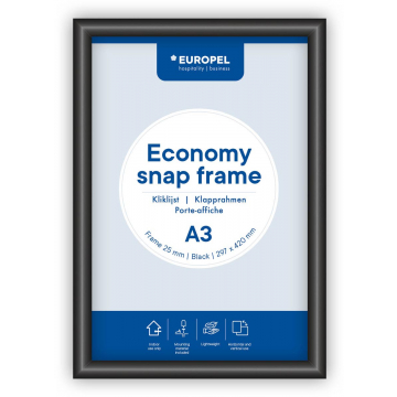 Europel clicklijst Economy, lijst 25 mm, ft A3, zwart