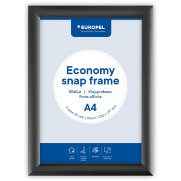 Europel clicklijst Economy, lijst 25 mm, ft A4, zwart