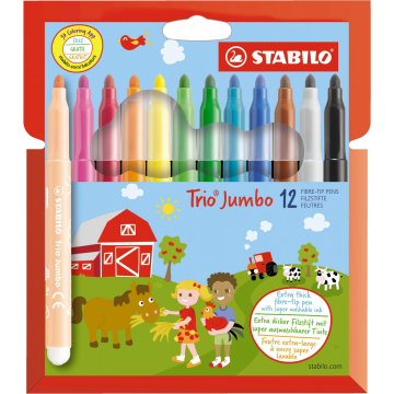 STABILO Trio Jumbo viltstift, etui van 12 stuks, assorti