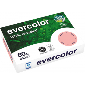Clairefontaine Evercolor gekleurd gerecycleerd papier, A4, 80 g, 500 vel, roze