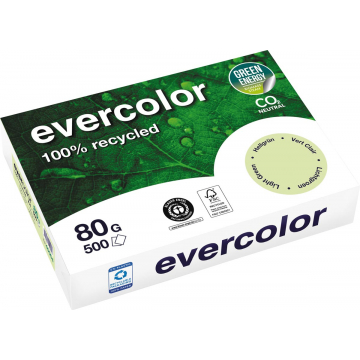 Clairefontaine Evercolor gekleurd gerecycleerd papier, A4, 80 g, 500 vel, lichtgroen