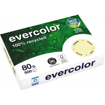 Clairefontaine Evercolor gekleurd gerecycleerd papier, A4, 80 g, 500 vel, geel