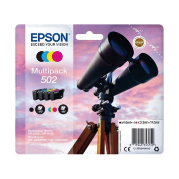Inktcartridge Epson 502 T02V6 zwart + 3 kleuren