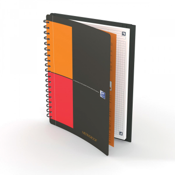 Oxford INTERNATIONAL meetingbook connect, stevige kartonnen kaft grijs, 160 bladzijden,ft B5, geruit 5 mm