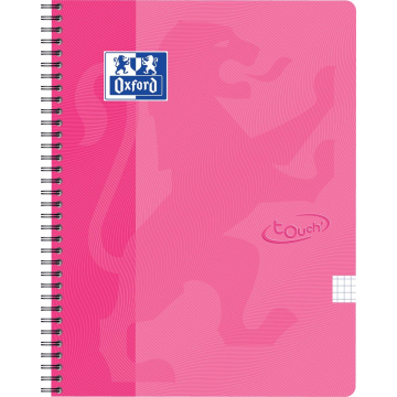 Oxford Touch spiraalblok, ft A4, 140 bladzijden, roze, geruit 5 mm