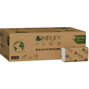 Papernet papieren handdoeken Simplify, Z-vouw, 2-laags, 200 vellen, pak van 20 stuks