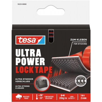 Tesa Lock tape Ultra power, ft 25 mm x 1 m, blister van 1 stuk