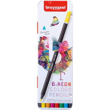 Bruynzeel kleurpotloden Expression, metalen doos van 6 stuks, neon