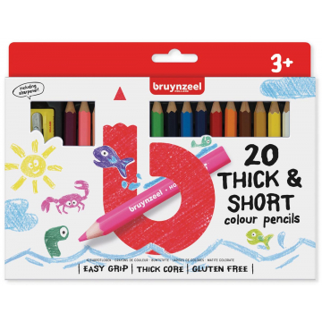 Bruynzeel Kids korte dikke kleurpotloden, set van 20 stuks in geassorteerde kleuren