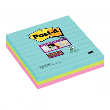 Post-it Super Sticky notes Miami, ft 101 x 101 mm, 90 vel, pak van 3 blokken 
