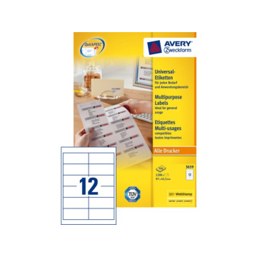 Etiket Avery Zweckform 3659 97x42.3mm wit 1200stuks