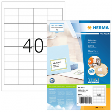 Etiket HERMA 4474 48.5x25.4mm premium wit 4000stuks