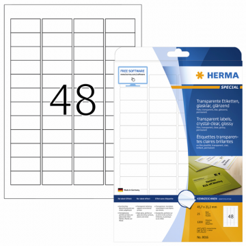 Etiket HERMA 8016 45.7x21.2mm transparant 1200stuks