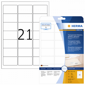 Etiket HERMA 8017 63.5x38.1mm transparant 525stuks