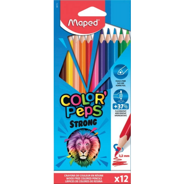 Maped kleurpotlood Color'Peps Strong, 12 potloden in een kartonnen etui