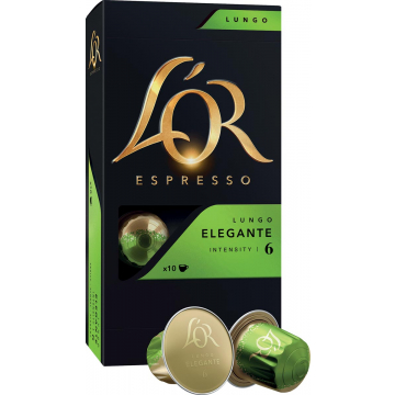 Douwe Egberts capsules voor espressomachines L'Or, Lungo Elegante, pak van 20 capsules