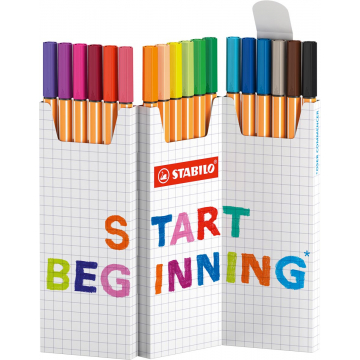 STABILO point 88 fineliner, geassorteerde kleuren, deskset van 18 stuks