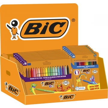 Bic Kids kleurpotlood + viltstift Back To School, assorti, display van 48 etuis