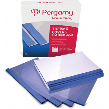 Pergamy thermische omslagen ft A4, 1,5 mm, pak van 100 stuks, leder blauw