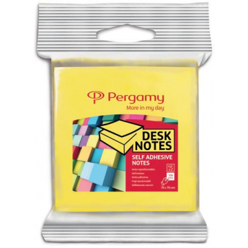 Pergamy notes, ft 76 x 76 mm, pak van 2, neon geel en neon roze