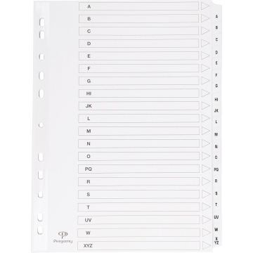 Pergamy tabbladen met indexblad, ft A4, 11-gaatsperforatie, A-Z met 20 tabs
