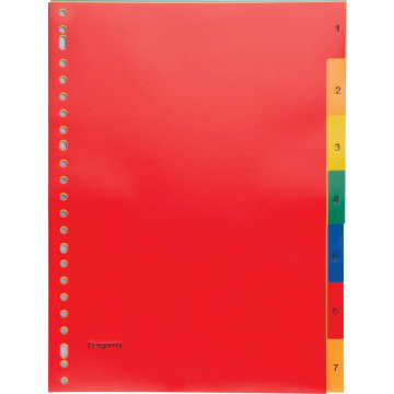 Pergamy tabbladen, ft A4, 23-gaatsperforatie, PP, geassorteerde kleuren, set 1-7