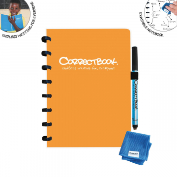 Correctbook A5 Original: uitwisbaar / herbruikbaar notitieboek, blanco, oranje
