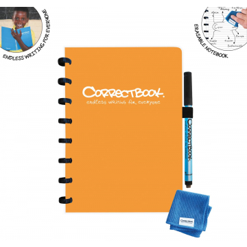 Correctbook A5 Original: uitwisbaar / herbruikbaar notitieboek, gelijnd, oranje