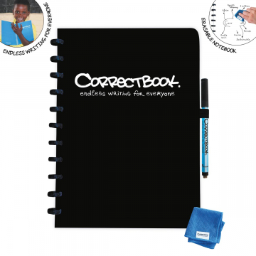 Correctbook A4 Original: uitwisbaar / herbruikbaar notitieboek, blanco, zwart