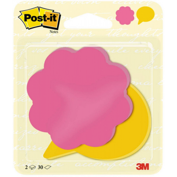 Post-it Notes, gestanst in de vorm van bloemen en spraakballonnen, 72,5 mm x 72,5 mm, 2 x 30 vellen