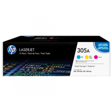 HP 305A originele cyaan/magenta/gele LaserJet tonercartridges, 3-pack