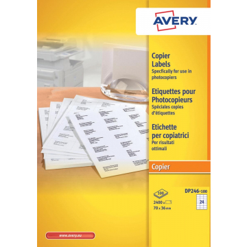 Avery DP246-100 kopieeretiketten ft 70 X 36 mm (b x h), wit, doos 2400 stuks