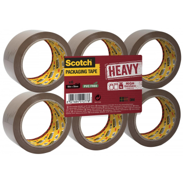 Scotch verpakkingsplakband Heavy, ft 50 mm x 66 m, PP, bruin, pak van 6 stuks