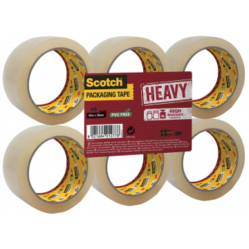Scotch verpakkingsplakband Heavy, ft 50 mm x 66 m, PP, transparant, pak van 6 stuks