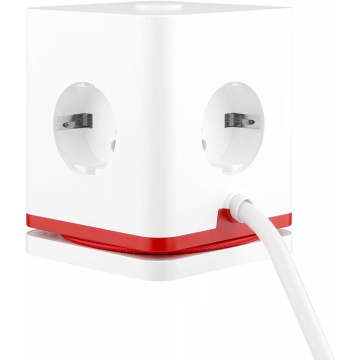 IOIO contactdoos SW1000, 3 stopcontacten en 3 USB-poorten, kubus, wit
