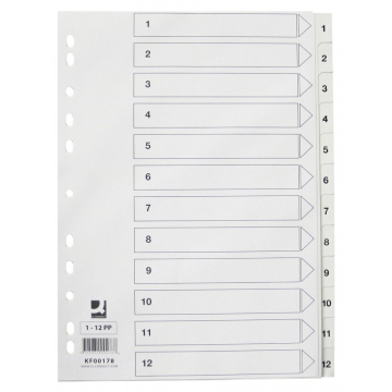 Q-Connect tabbladen set 1-12, met indexblad, ft A4, wit