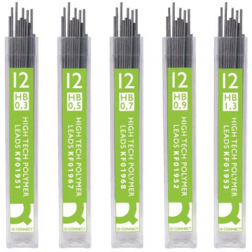 Q-Connect potloodstiften 0,5 mm HB etui van 12 stuks